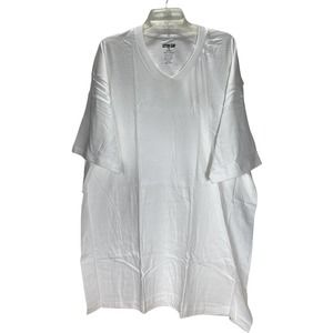 Cotton Club Extra Long White Tees Mens 4XL V Neck 100% Cotton T-Shirts New X 2